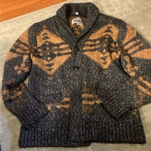 Schott Brothers Black and Tan Patterned Men's Cardigan